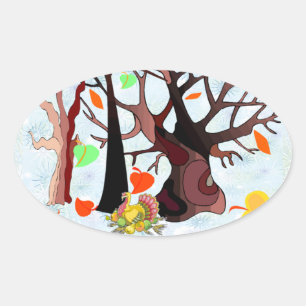 Adesivo Oval Autumn Wonderland -