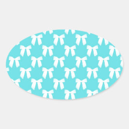 Adesivo Oval Azul Aqua com Arco de Casamento Branco