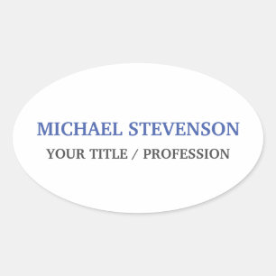 Adesivo Oval Azul clássico especial único branco