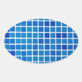 Adesivo Oval Azulejo Mosaico Azul