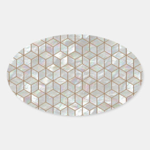 Adesivo Oval Azulejos da madrepérola