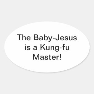 Adesivo Oval Baby-Jesus Kung-fu Hankamer Artjunkhaus Comic Art