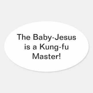 Adesivo Oval Baby-Jesus Kung-fu Hankamer Artjunkhaus Comic Art