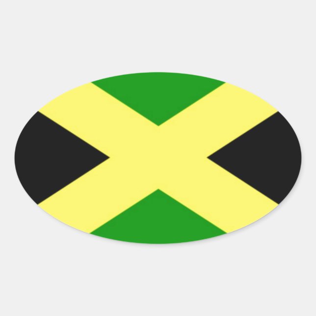 Adesivo Oval Baixo custo! bandeira da Jamaica (Frente)
