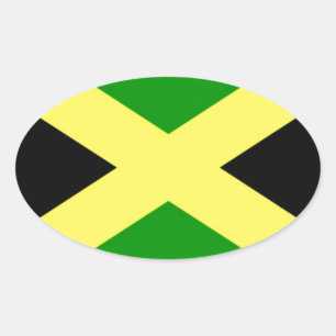 Adesivo Oval Baixo custo! Bandeira de Jamaica