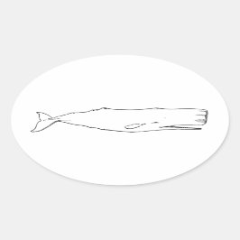 Adesivo Oval Baleia de esperma (arte de linhagem)