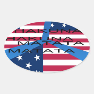 Adesivo Oval Bandeira Americana com Hakuna Matata: Design Patri