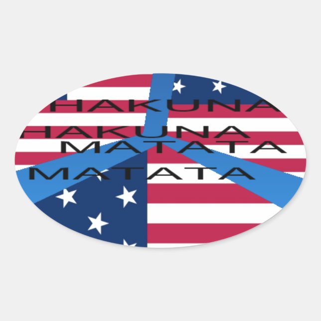 Adesivo Oval Bandeira Americana com Hakuna Matata: Design Patri (Frente)
