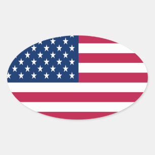 Adesivo Oval Bandeira americana Flag Pride Design- 76353
