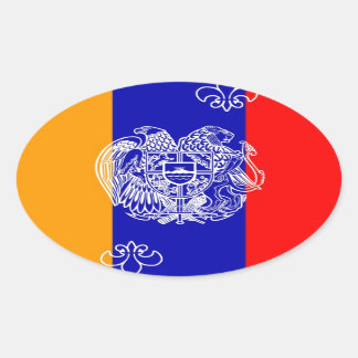 Adesivo Oval Bandeira armênia e Casaco de armas
