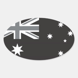 Adesivo Oval Bandeira australiana preto e branco