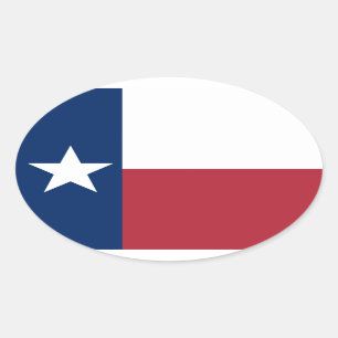 Adesivo Oval Bandeira azul branca vermelha de Texas