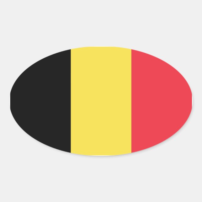 Adesivo Oval Bandeira Bélgica/Bélgica (Frente)
