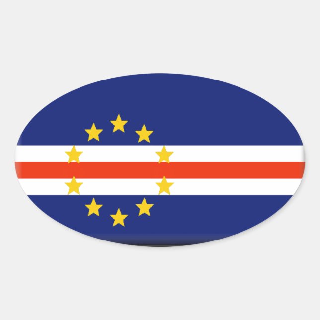 Adesivo Oval Bandeira Cabo Verde (Frente)