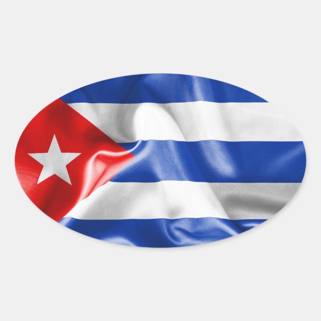 Adesivo Oval Bandeira Cuba (Frente)