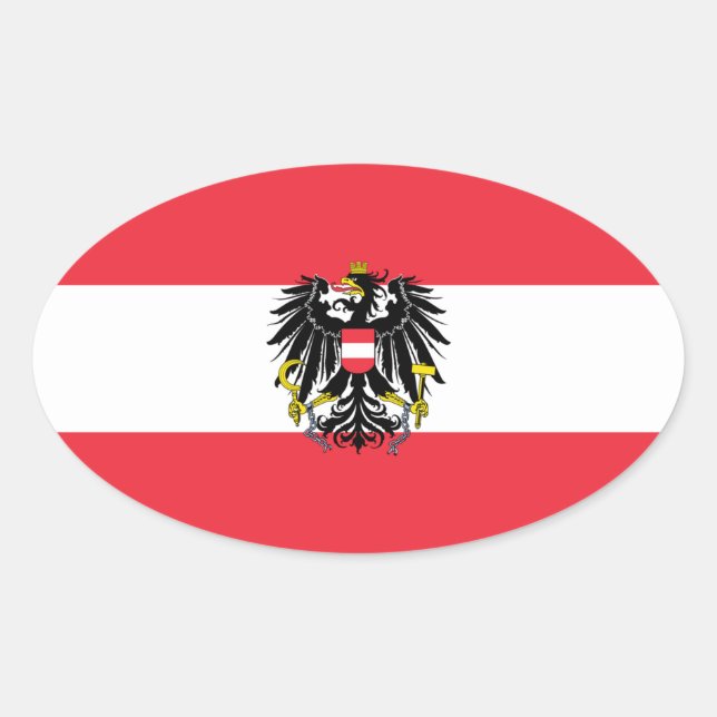 Adesivo Oval Bandeira da Áustria (Frente)