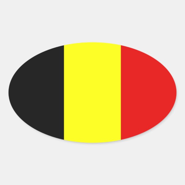 Adesivo Oval Bandeira da Bélgica (Frente)