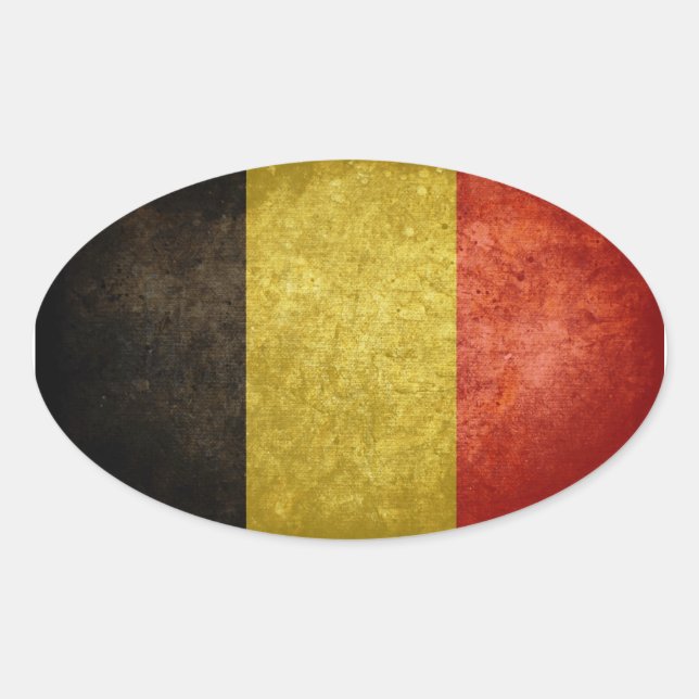 Adesivo Oval Bandeira da Bélgica (Frente)