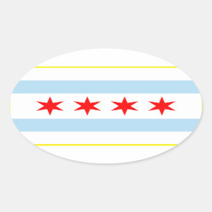 Adesivo Oval Bandeira da camisa de Chicago t