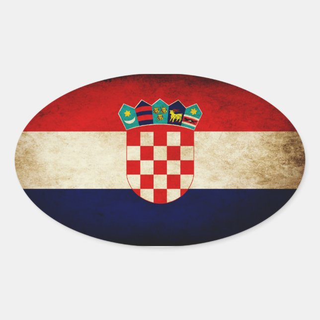 Adesivo Oval Bandeira da Croácia (Frente)