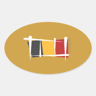 Adesivo Oval Bandeira da escova de Bélgica