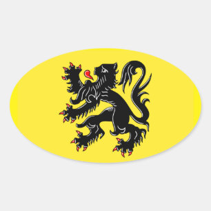Adesivo Oval Bandeira da Flandres