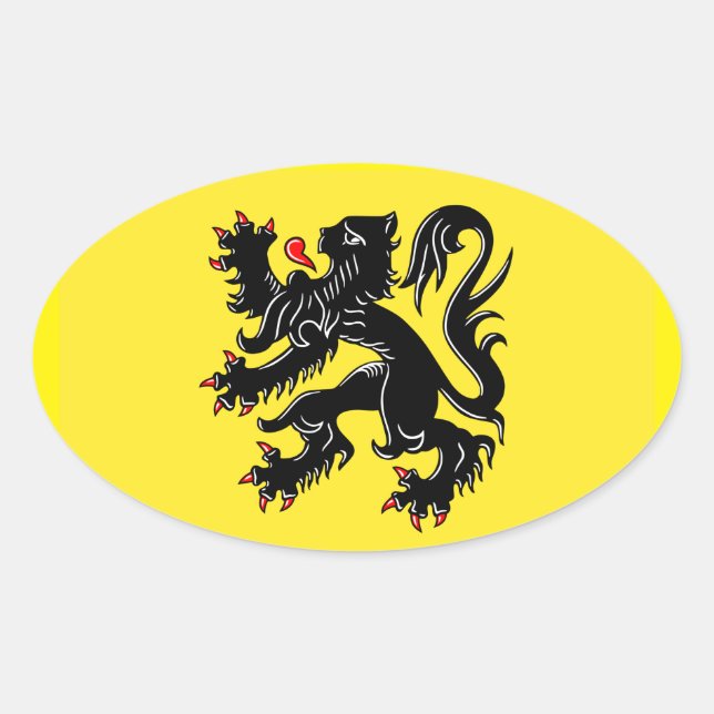 Adesivo Oval Bandeira da Flandres (Frente)