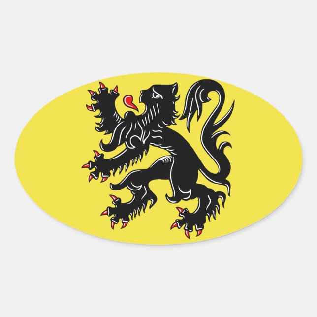 Adesivo Oval Bandeira da Flandres (Bélgica) (Frente)