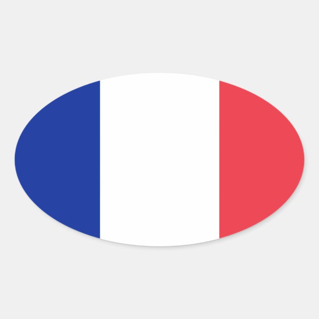 Adesivo Oval Bandeira da França design (Frente)