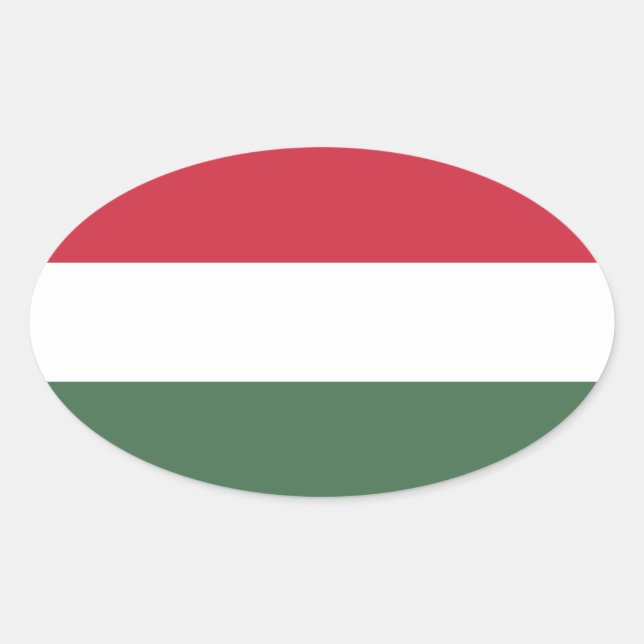 Adesivo Oval Bandeira da Hungria (Frente)
