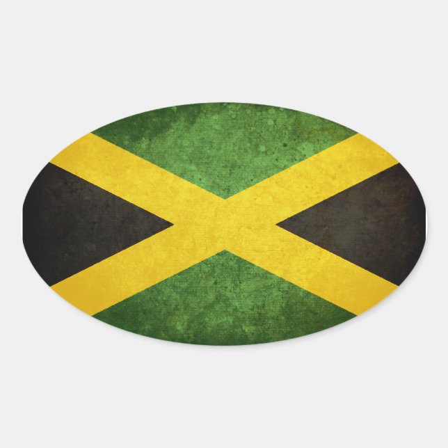 Adesivo Oval Bandeira da Jamaica (Frente)
