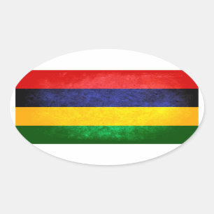 Adesivo Oval Bandeira da Maurícia