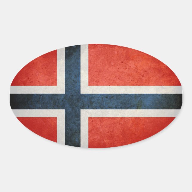 Adesivo Oval Bandeira da Noruega (Frente)