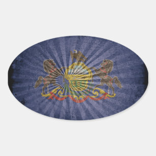Adesivo Oval Bandeira da Pensilvânia do Wood Rugged