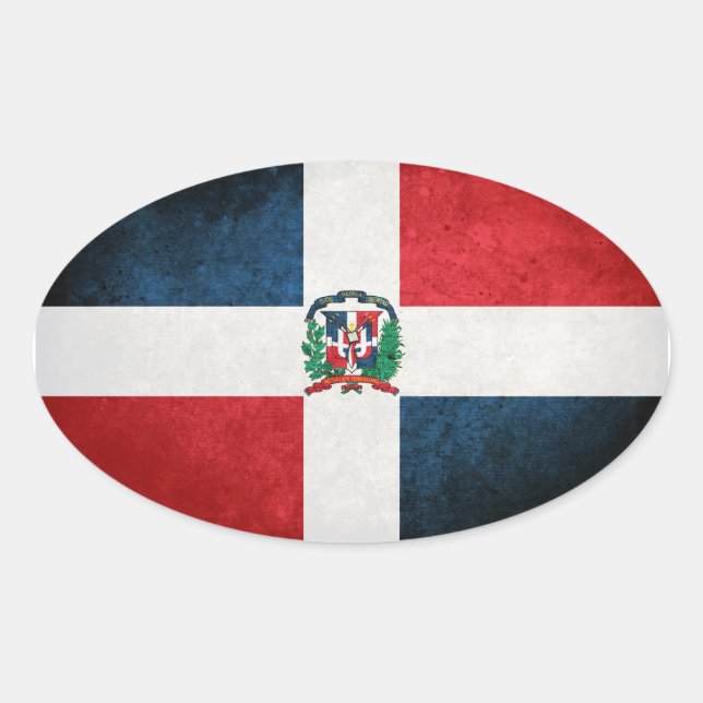 Adesivo Oval Bandeira da República Dominicana (Frente)