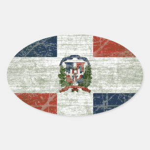 ADESIVO OVAL BANDEIRA DA REPÚBLICA DOMINICANA