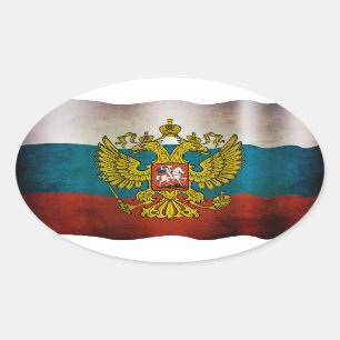 Adesivo Oval Bandeira da Rússia
