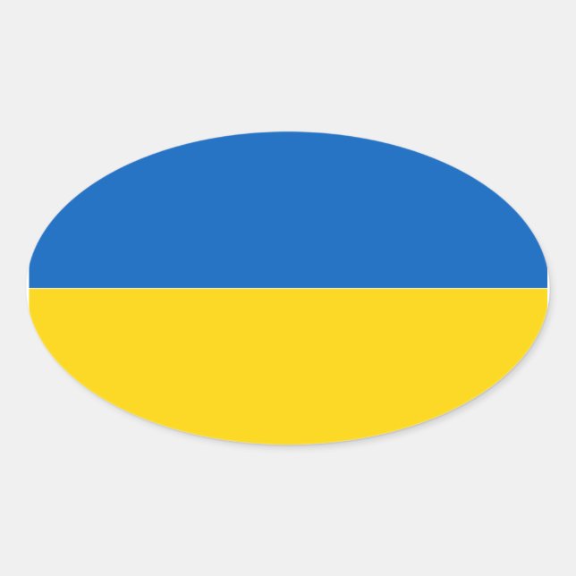 Adesivo Oval Bandeira da Ucrânia (Frente)