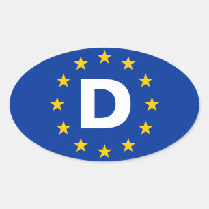 Adesivo Oval Bandeira da União Europeia de QUATRO Alemanha "D"