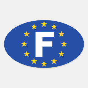 Adesivo Oval Bandeira da União Europeia de QUATRO France "F"