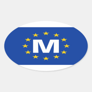 Adesivo Oval Bandeira da União Europeia de QUATRO Malta "M"