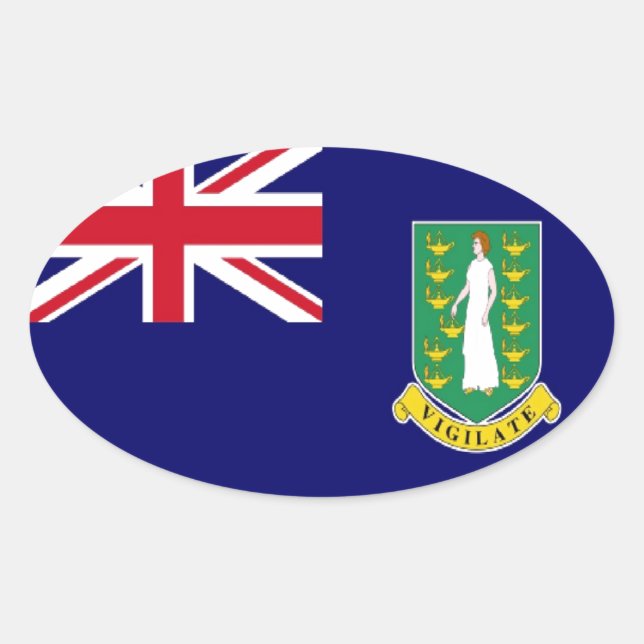 Adesivo Oval Bandeira das Ilhas Virgens Britânicas (Frente)