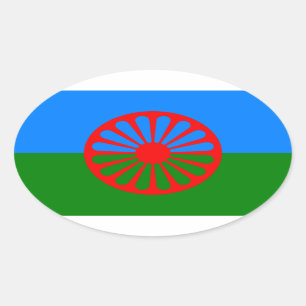 Adesivo Oval Bandeira das pessoas romanichéis