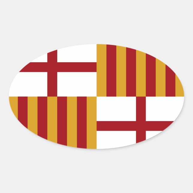 Adesivo Oval Bandeira de Barcelona (Espanha) (Frente)