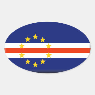 Adesivo Oval Bandeira de Cabo Verde