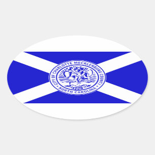 Adesivo Oval Bandeira de Charlotte, NC