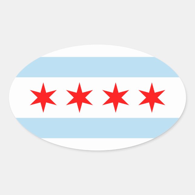 Adesivo Oval Bandeira de Chicago (Frente)