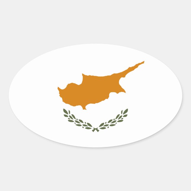 Adesivo Oval Bandeira de Chipre (Frente)