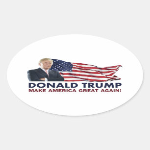 Adesivo Oval Bandeira de Donald Trump E.U.