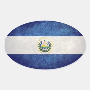 Adesivo Oval Bandeira de El Salvador